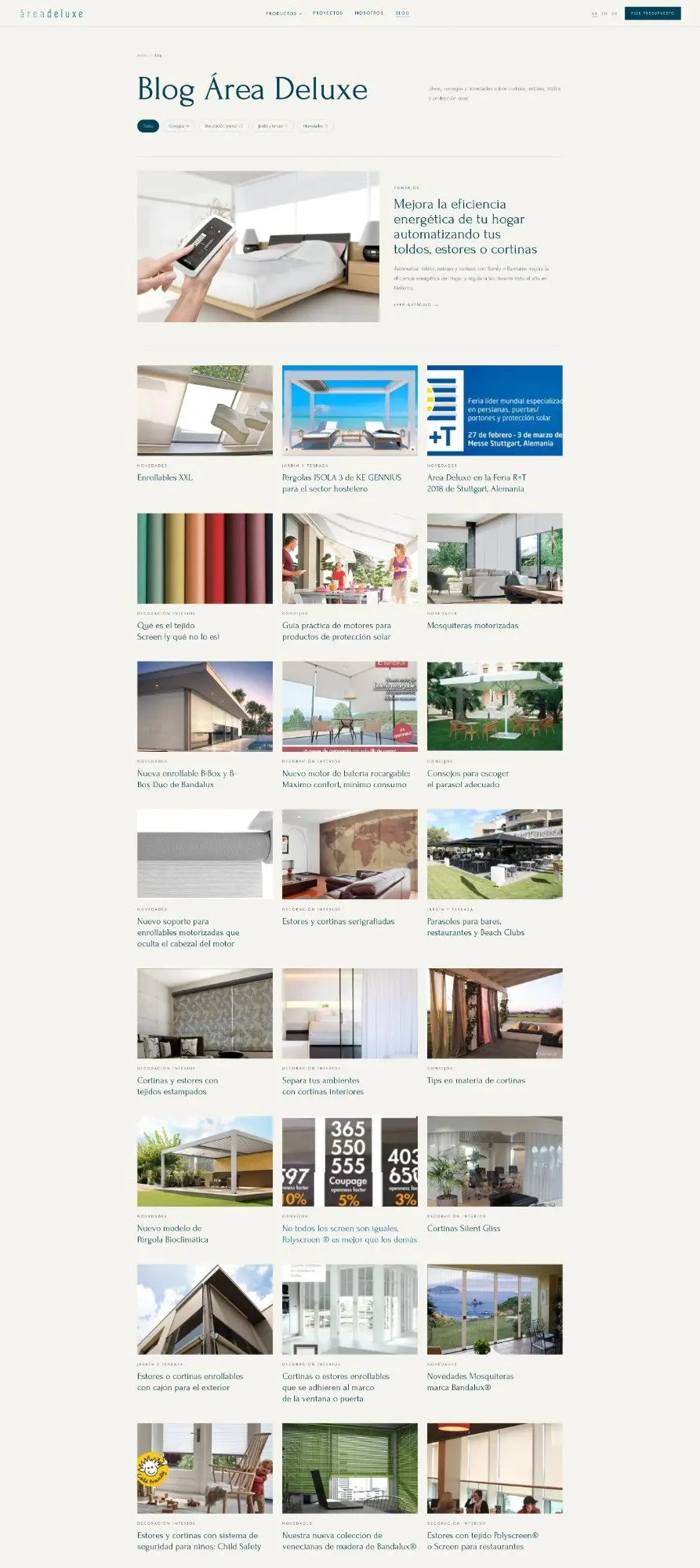 Área Deluxe blog with tips and news
