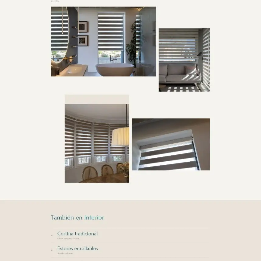 Gallery of the Área Deluxe day and night blind page, with photos of real installations