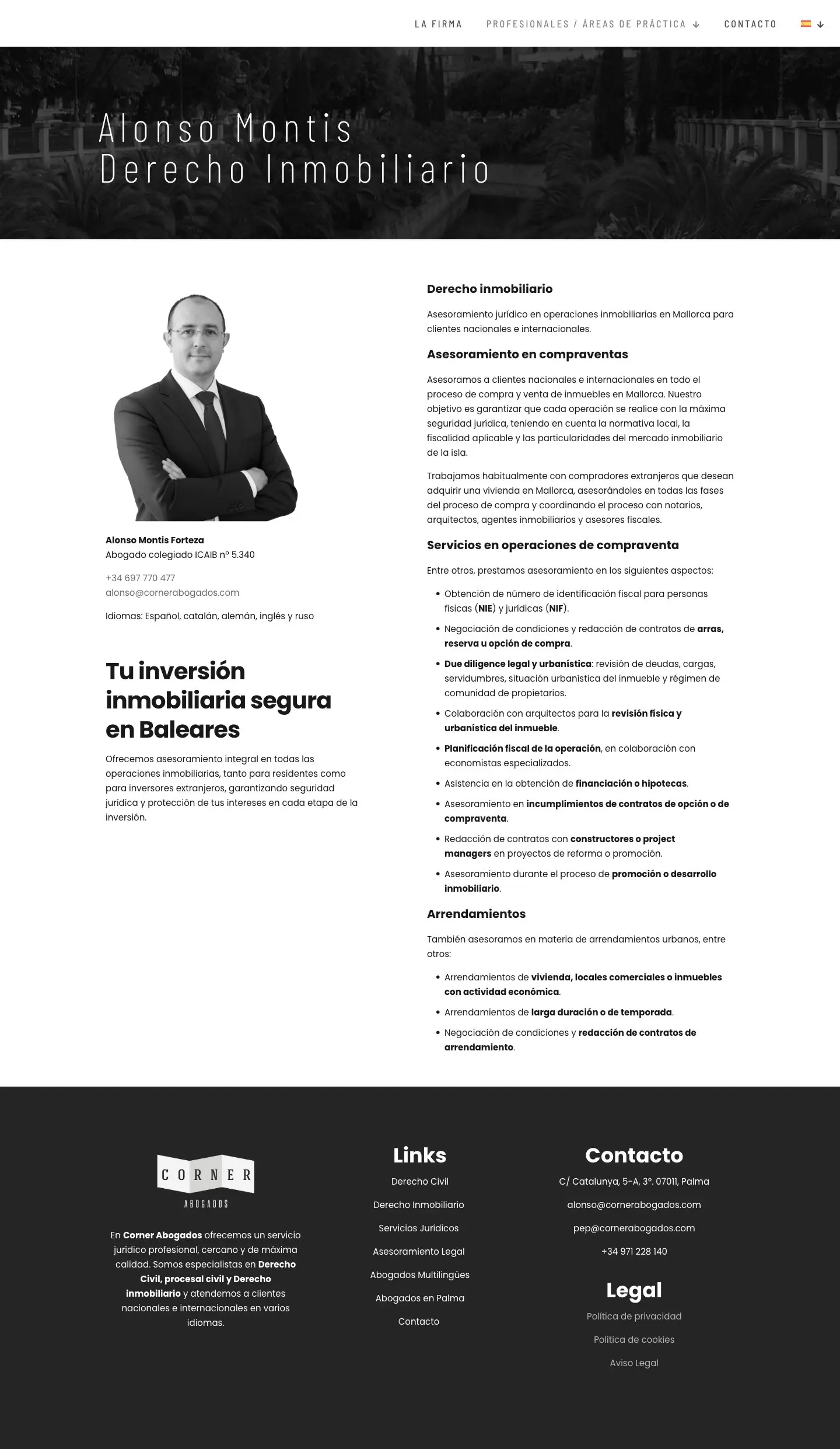 Detalle del formulario de contacto y mapa de ubicación
