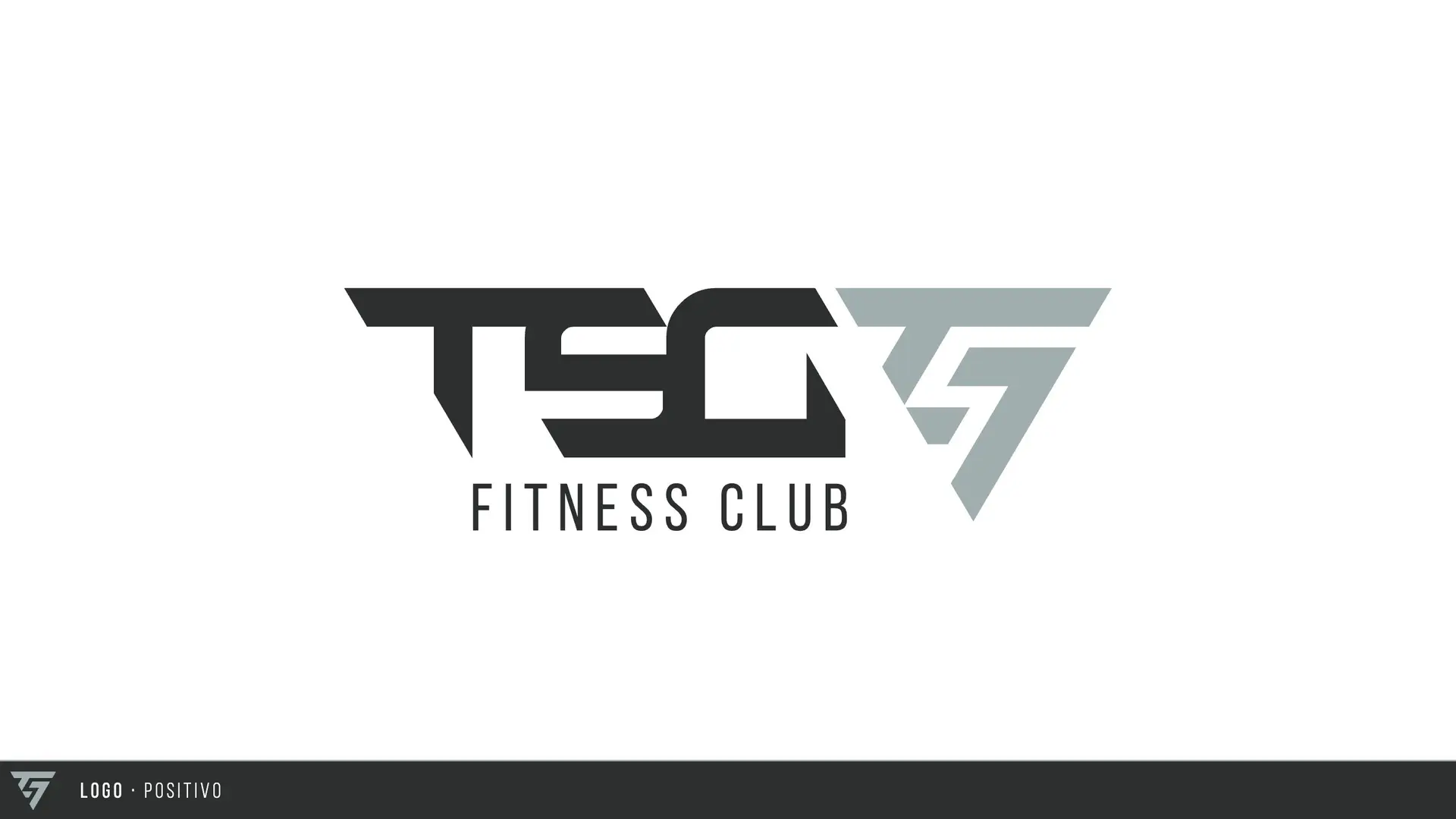 Logotipo TSG Fitness Club en versión positiva en negro y gris sobre fondo blanco