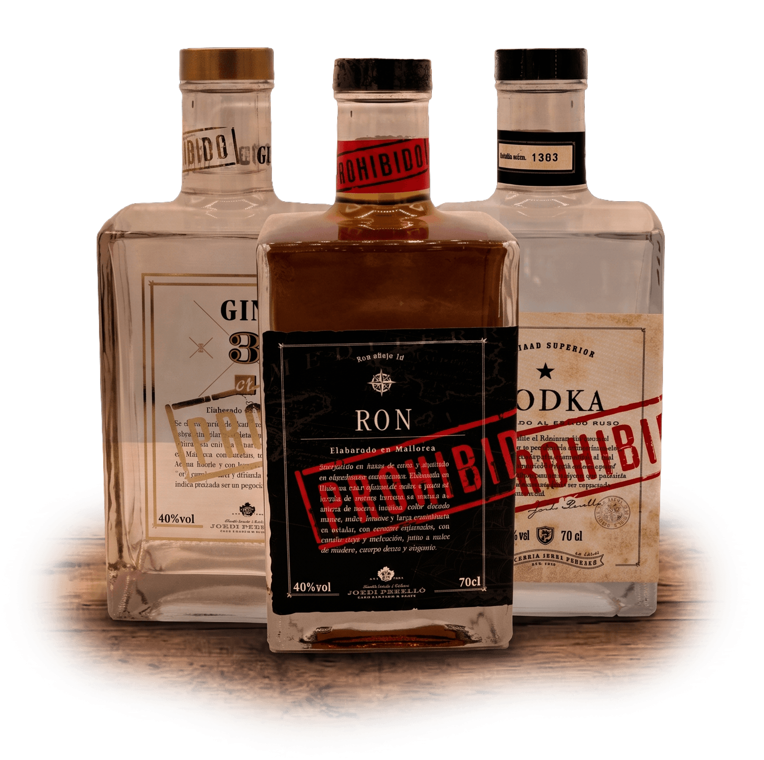 Gama Premium Prohibido: ron, vodka y ginebra