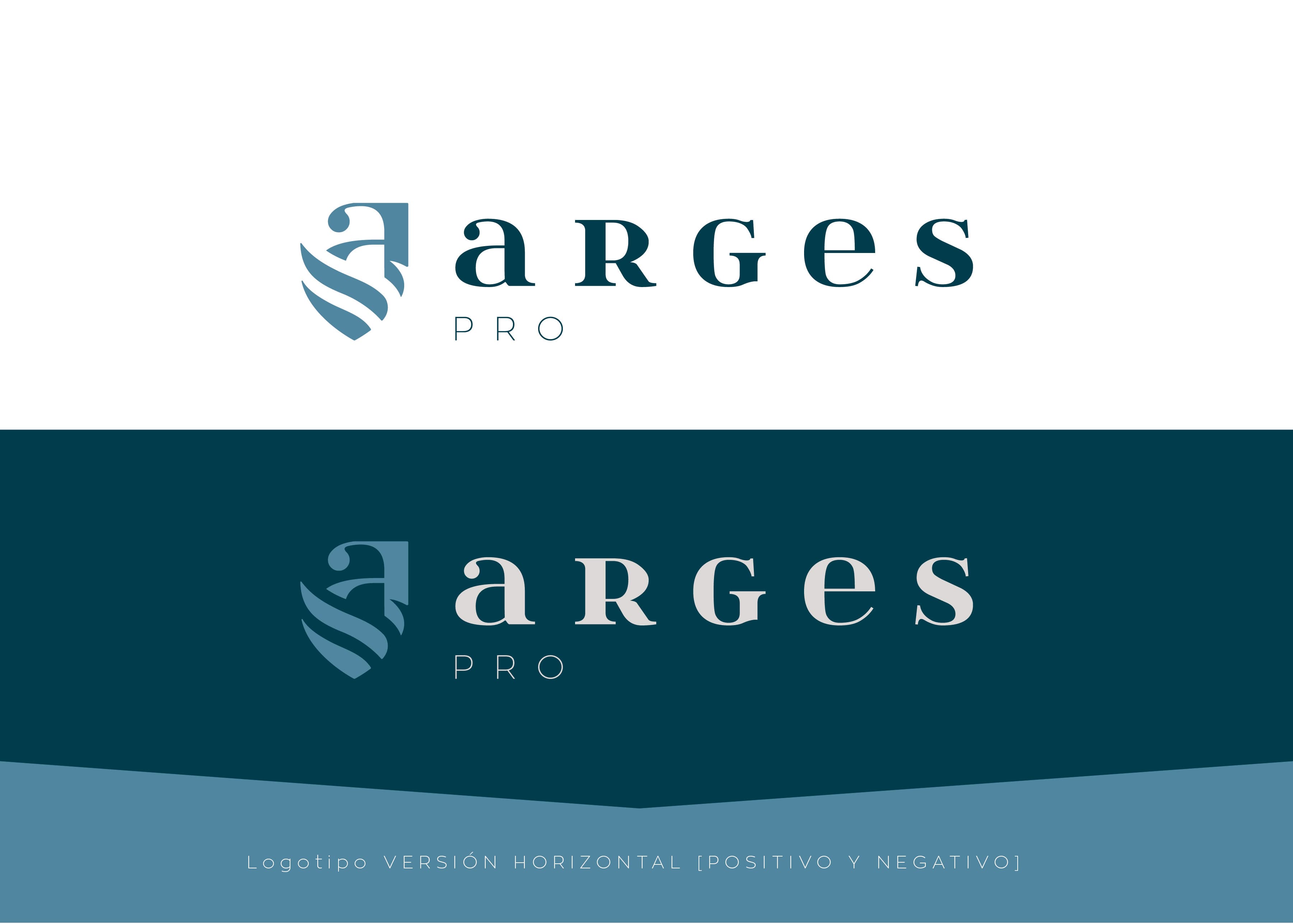 Versió horitzontal del logotip d'Arges Pro en positiu i negatiu