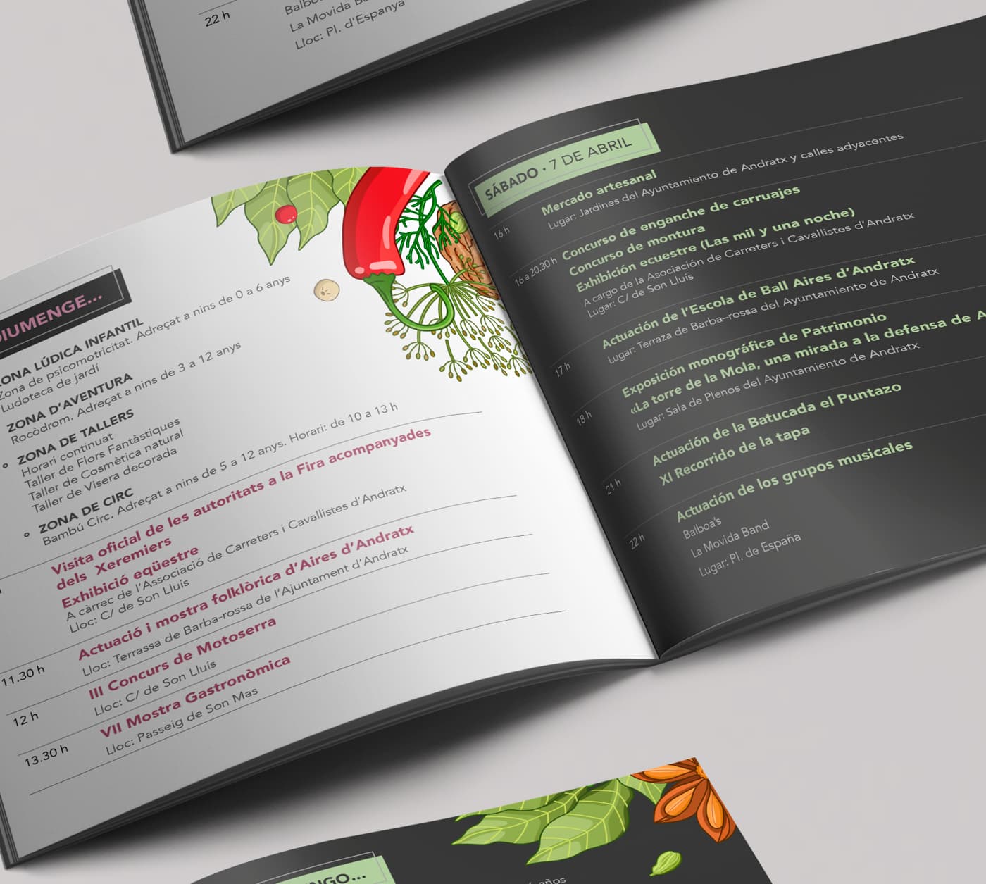 Inside pages of the programme with Saturday's schedule of activities
