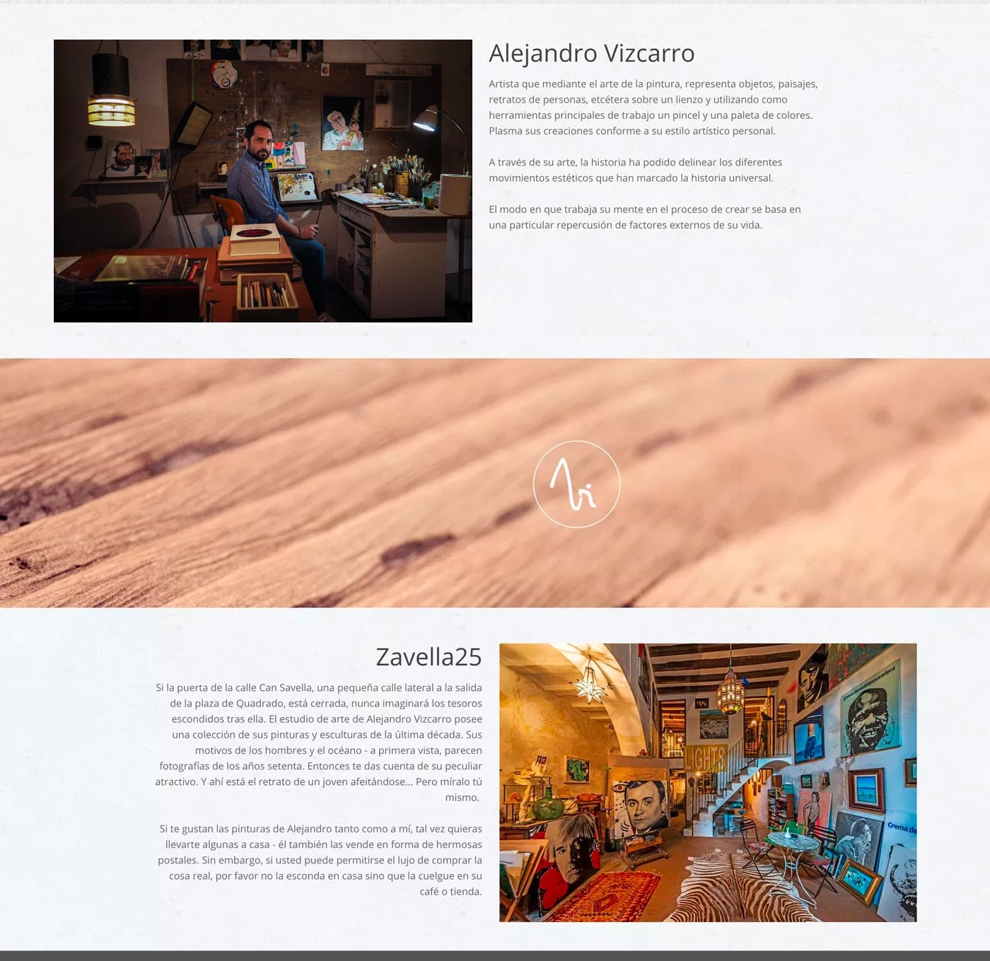 Captura de la web con el artista en su estudio de pintura