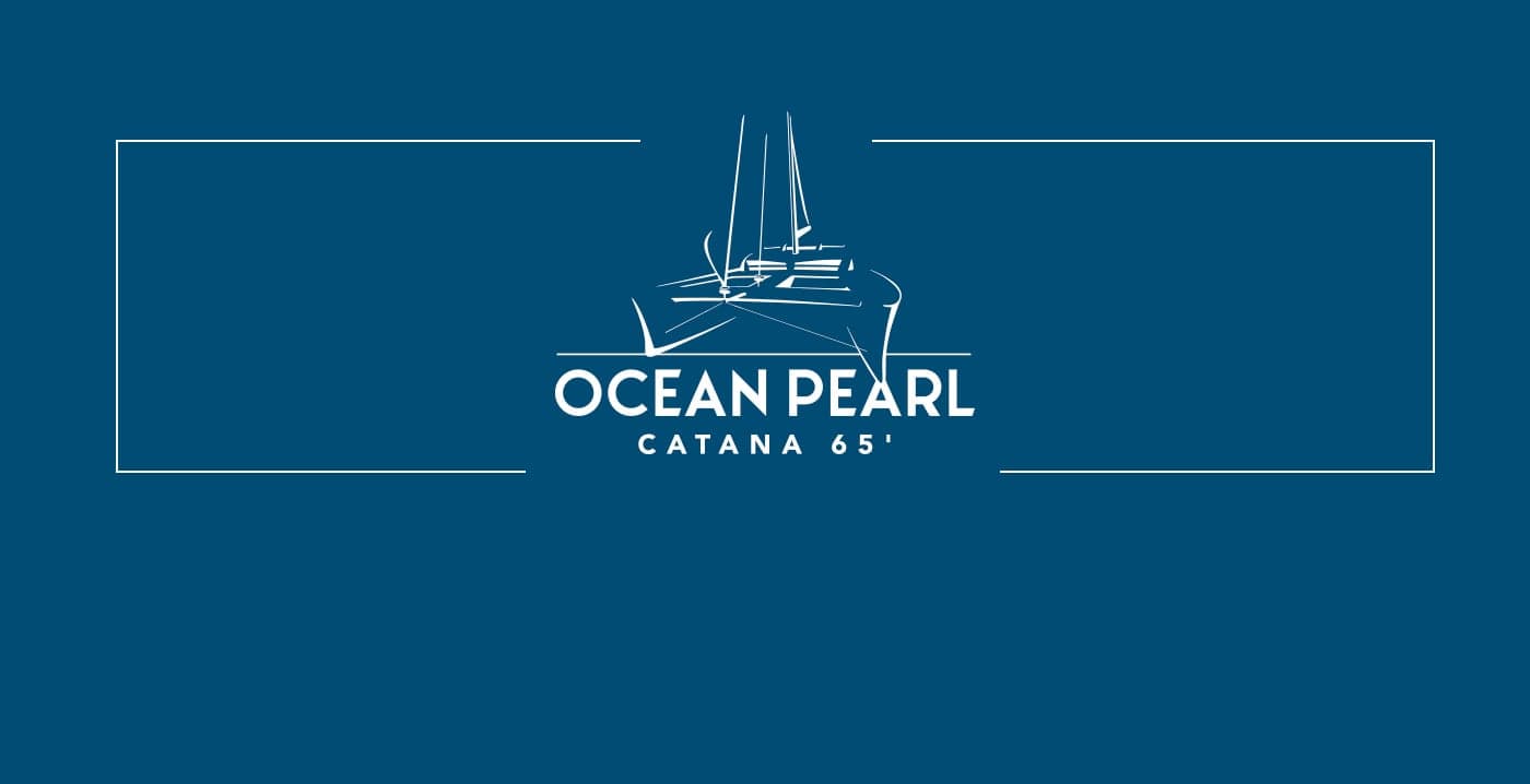 Ocean Pearl logo in white framed against a navy-blue background