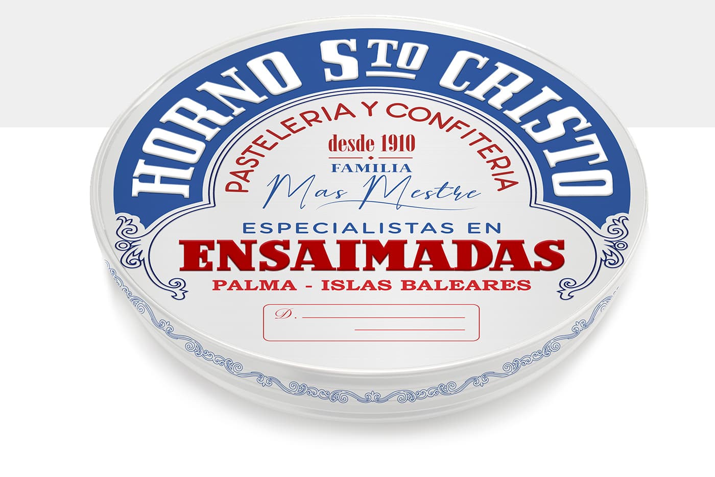 Round metal lid of the Mas Mestre family's 110-year Special Edition