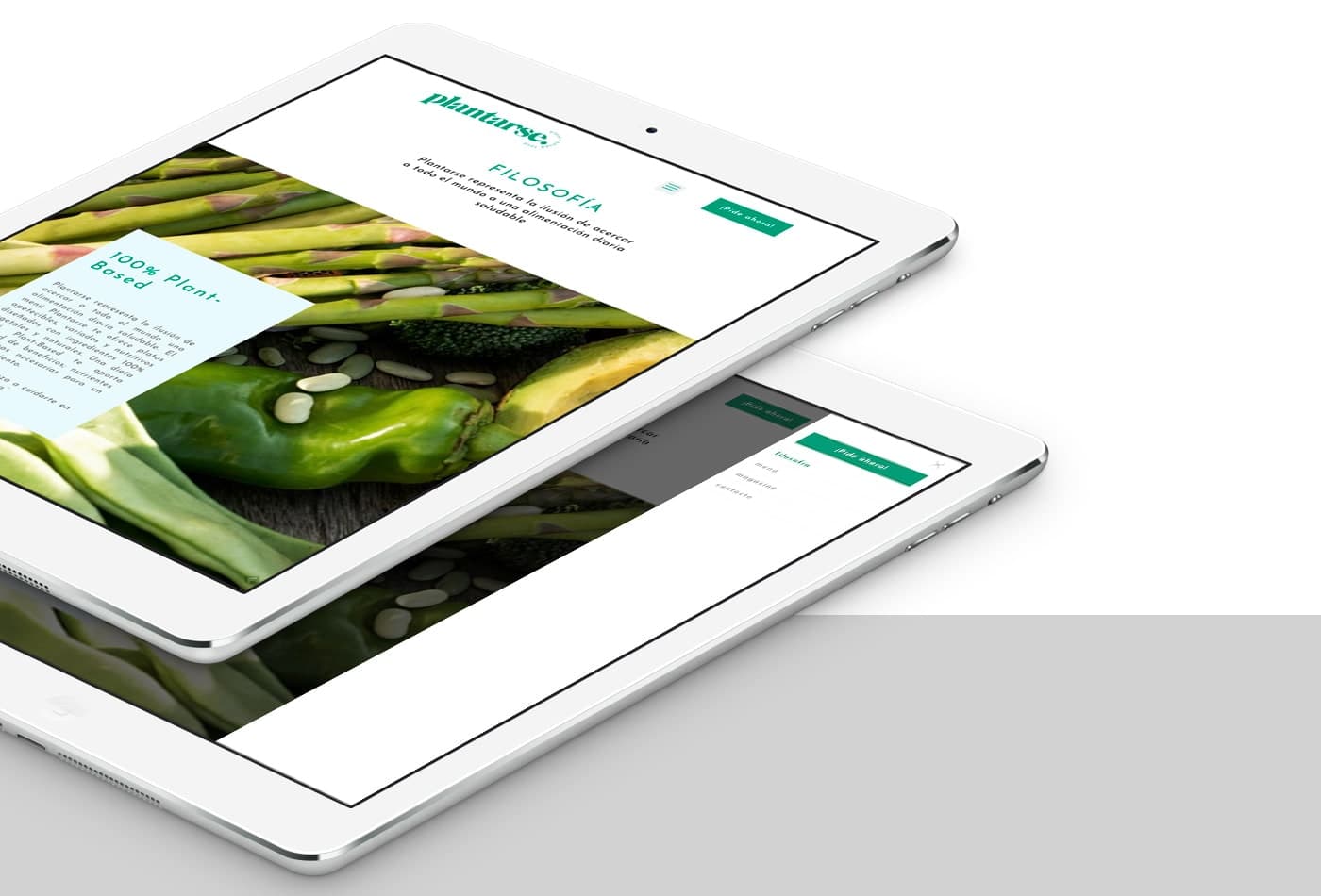 Mockups en tablet de la pàgina d'inici amb verdures