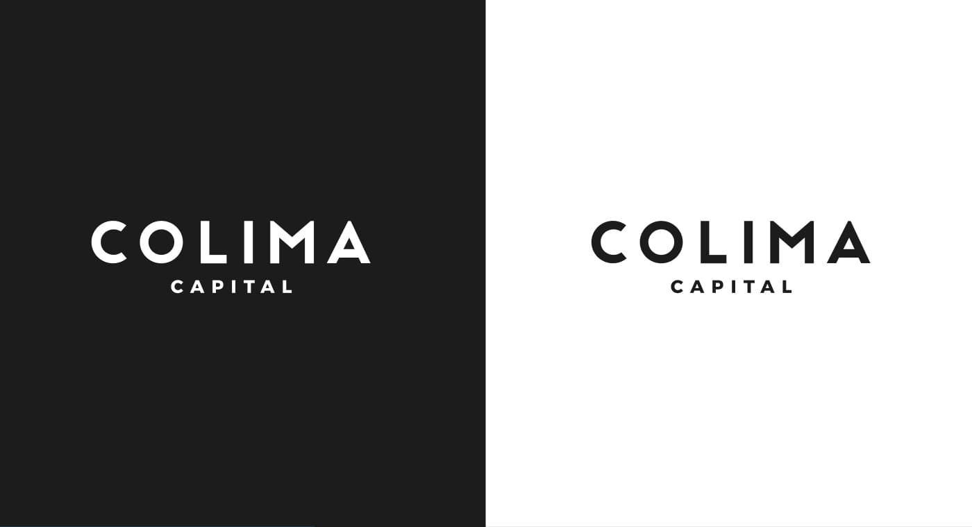 Logotip de Colima Capital en blanc sobre negre i en negre sobre blanc