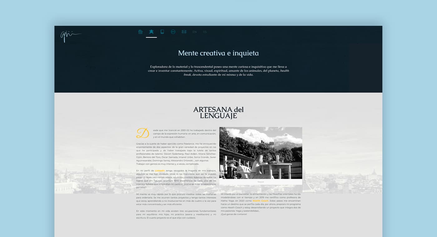 Secció web Artesana del Llenguatge amb fotografia en blanc i negre presa al Nepal