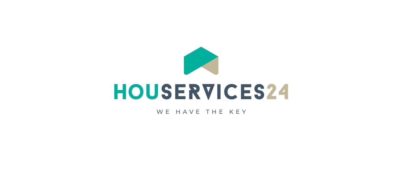 Logotip complet de Houservices24 amb l'eslògan 'We have the key'