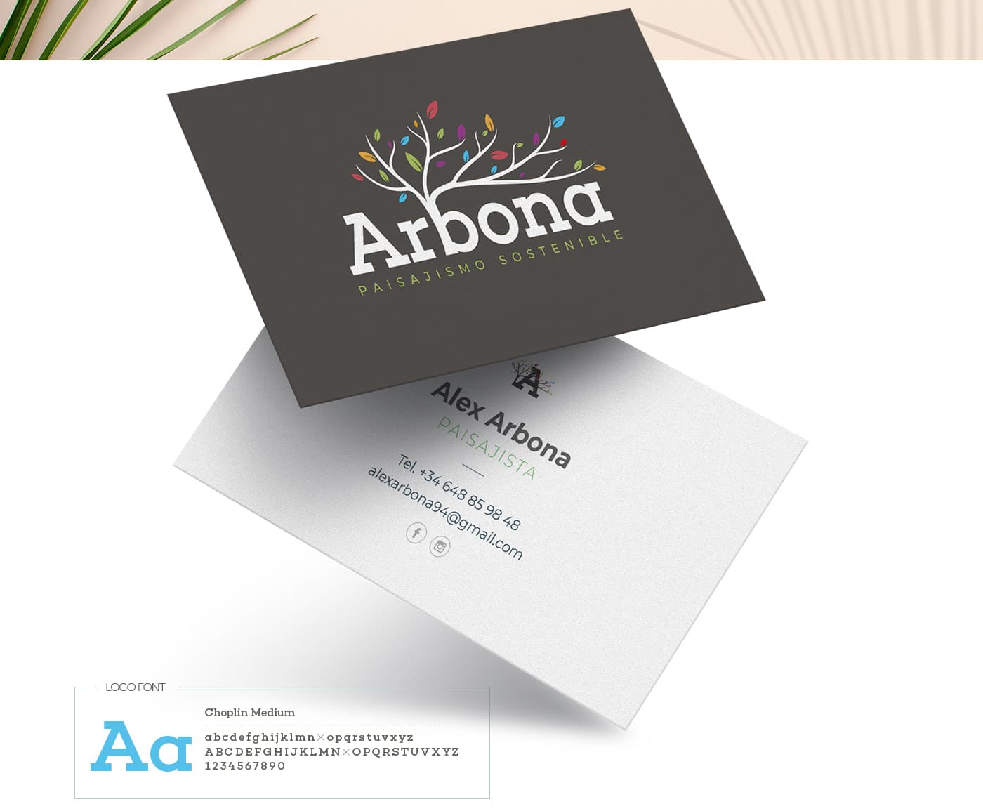 Mockup de targeta de visita corporativa amb el logotip d'Arbona