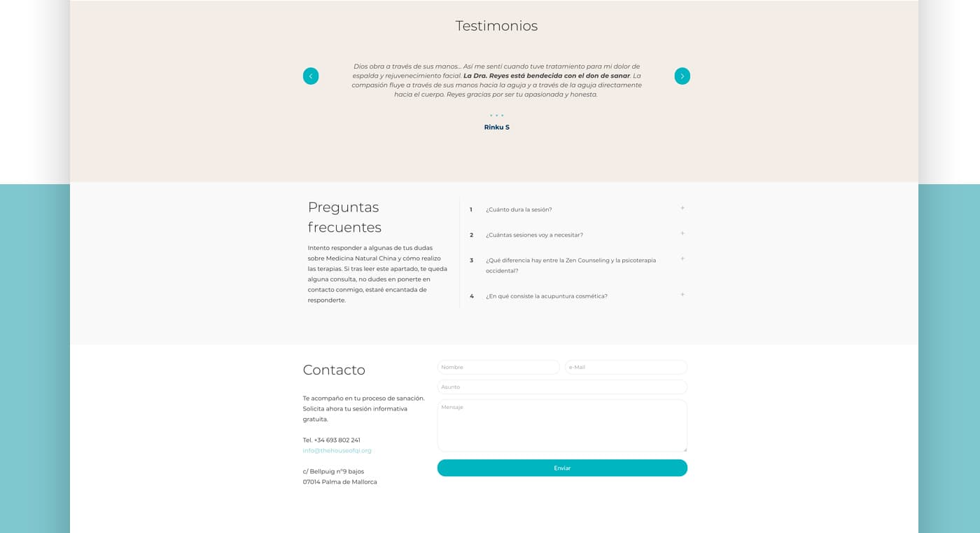 Captura de les seccions de testimonis i preguntes freqüents de la web