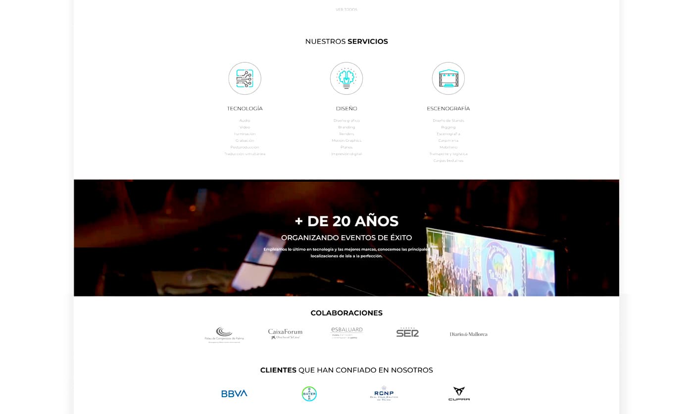 Sección de servicios de AICO: tecnología, diseño y escenografía