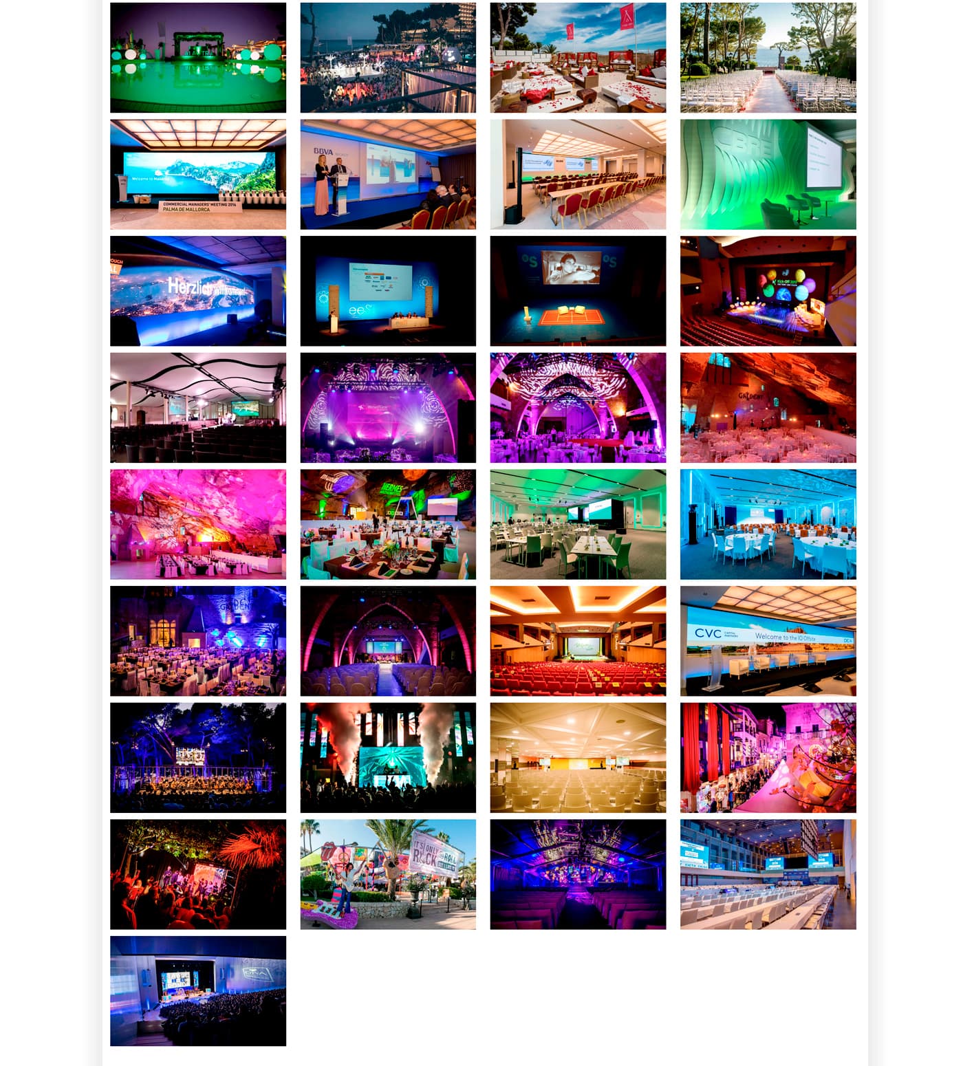 Franja adicional de fotografías de eventos, bodas y salas iluminadas de AICO