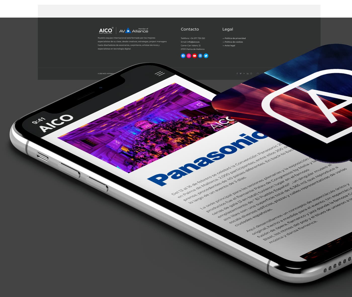 Mockup de móvil con el caso de estudio del evento de Panasonic