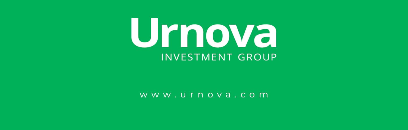 Logotipo de Urnova Investment Group en blanco sobre fondo verde corporativo