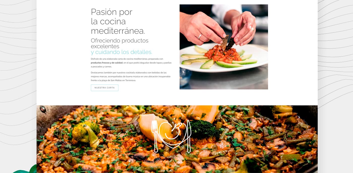 Sección Pasión por la cocina mediterránea con un plato siendo emplatado