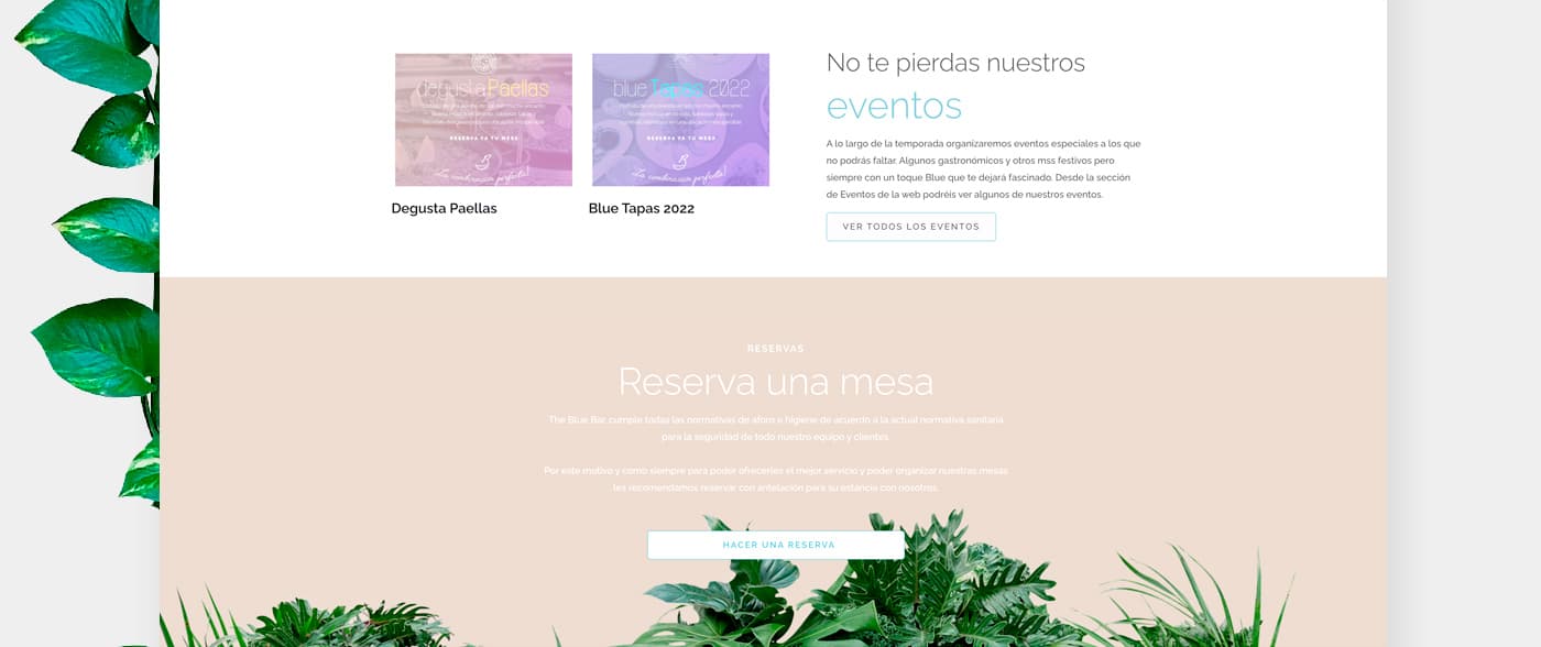 Sección de eventos con los carteles Degusta Paellas y Blue Tapas 2022