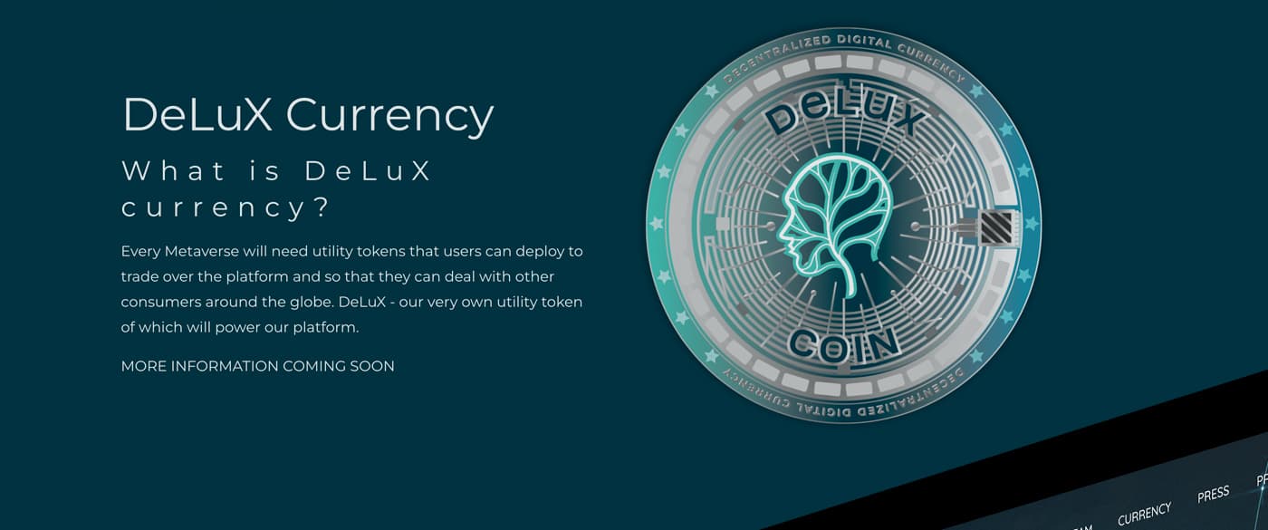 Il·lustració de la moneda DeLuX Currency amb la icona de cap i fulla