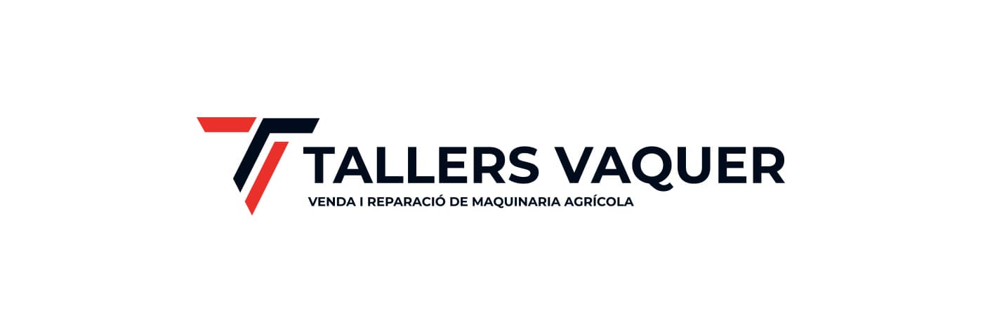 Logotipo Tallers Vaquer con el símbolo de la T en rojo y negro sobre fondo blanco
