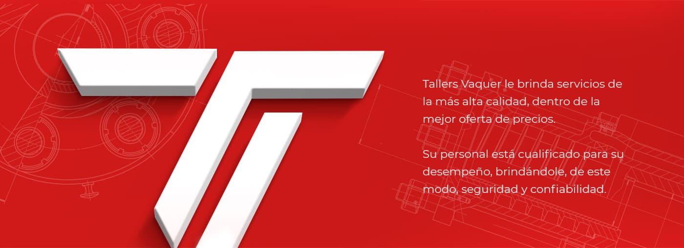 Símbolo tridimensional en blanco sobre fondo rojo junto a un texto de servicios