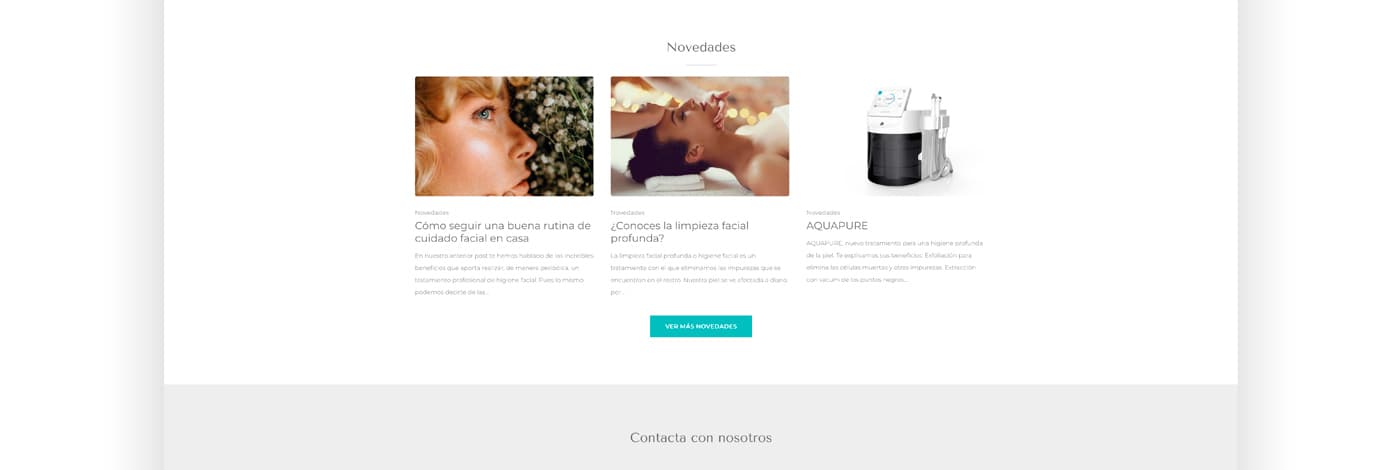 Sección de novedades del blog con tres artículos destacados