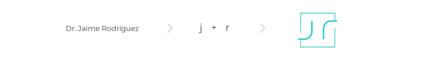 Proceso de creación del monograma JR a partir de las iniciales