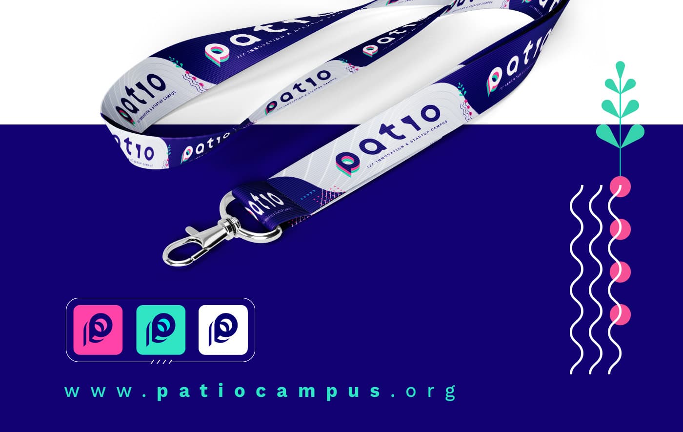 Lanyards with Patio's repeated logo