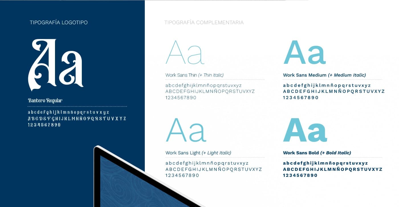 Tipografia Bantero del logotip al costat de les famílies complementàries Work Sans