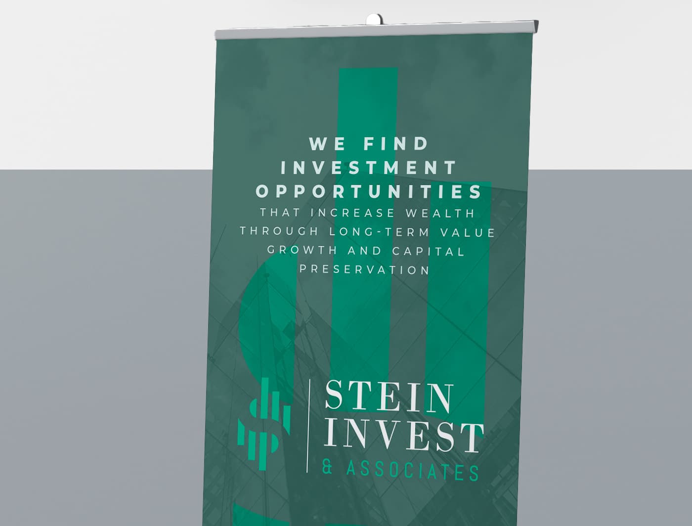 Advertising roll-up with the message We find investment opportunities