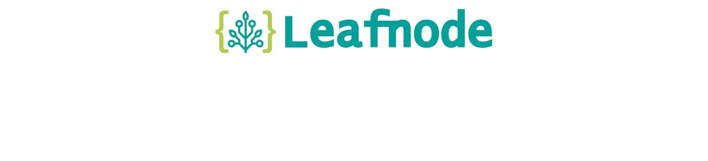Logotip de Leafnode centrat sobre fons blanc