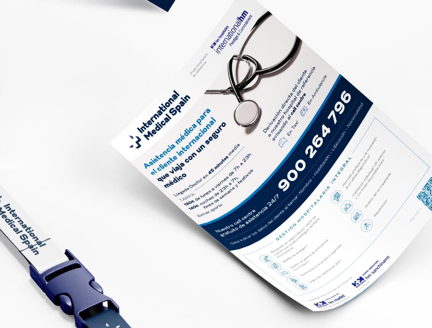 Information brochure with a photograph of a stethoscope and the 24-hour helpline number
