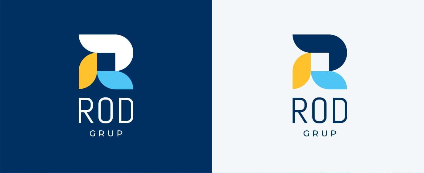 Variant d'aplicació del logotip amb els fons clar i blau marí invertits