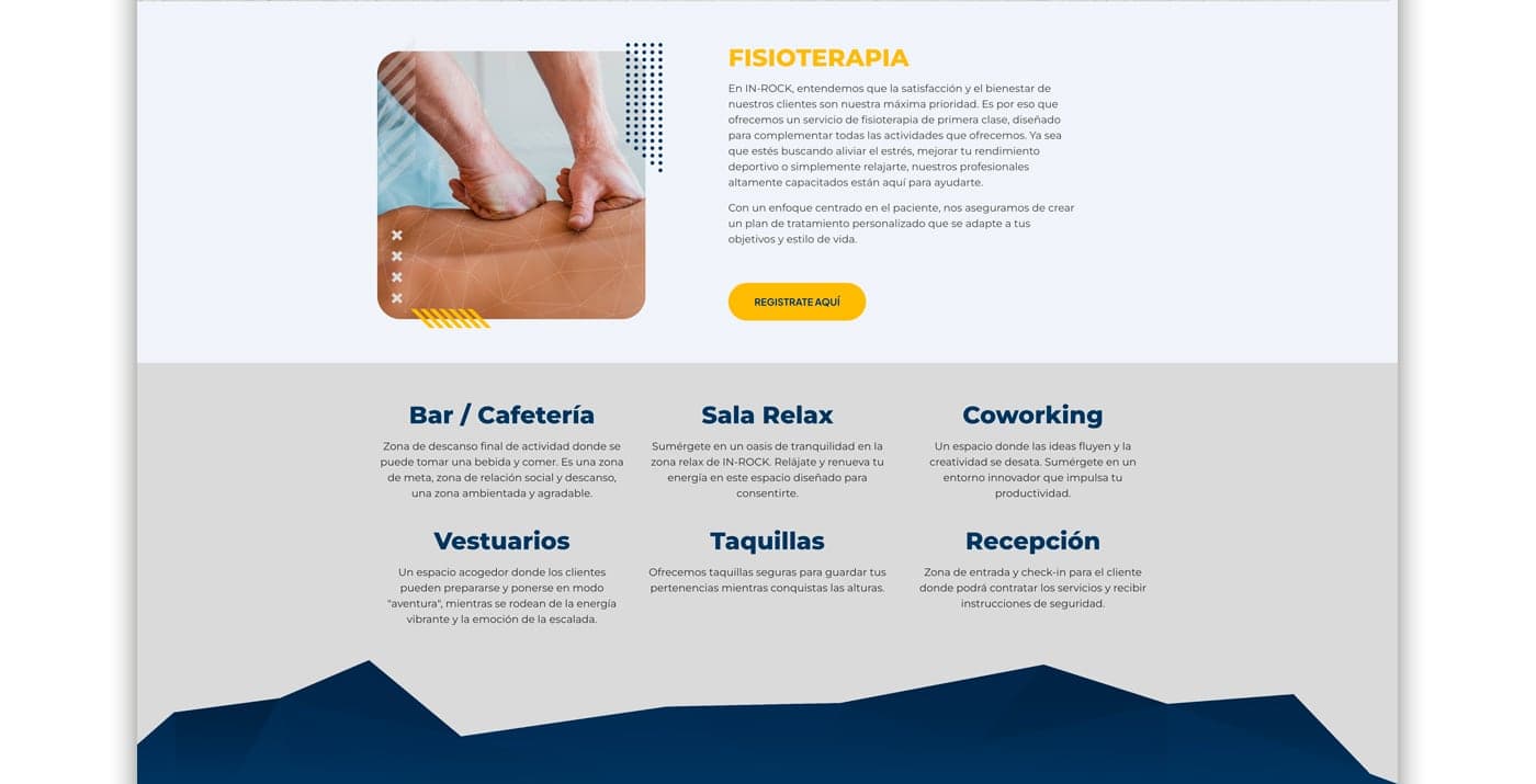 Sección de fisioterapia y comodidades del centro deportivo