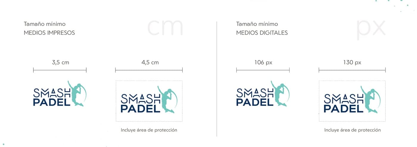 Especificaciones de tamaño mínimo del logotipo en cm y píxeles