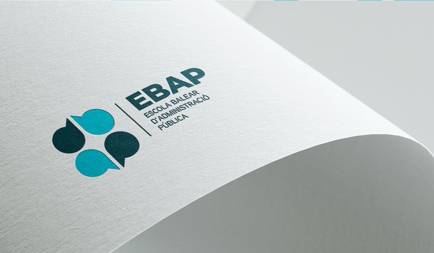 EBAP logo embossed in relief on textured white paper