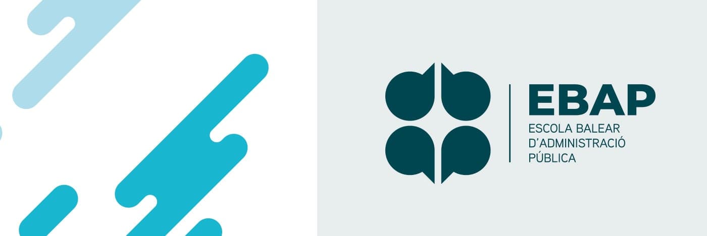 Turquoise geometric pattern next to the EBAP logo on a light grey background