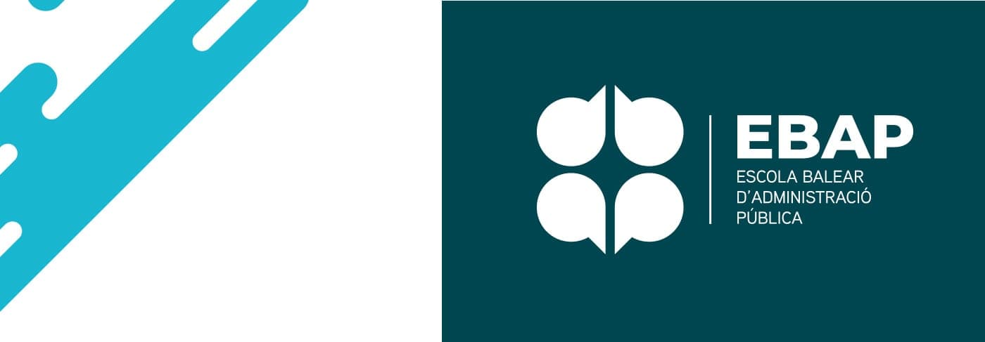 Turquoise geometric pattern next to the EBAP logo in white on a teal background