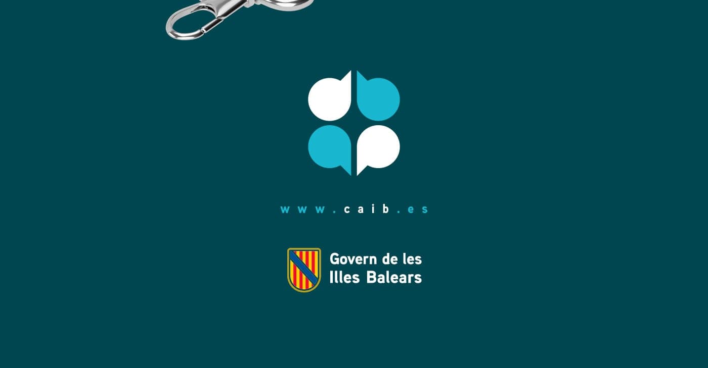 Keyring, EBAP isotype and the Govern de les Illes Balears coat of arms on a teal background