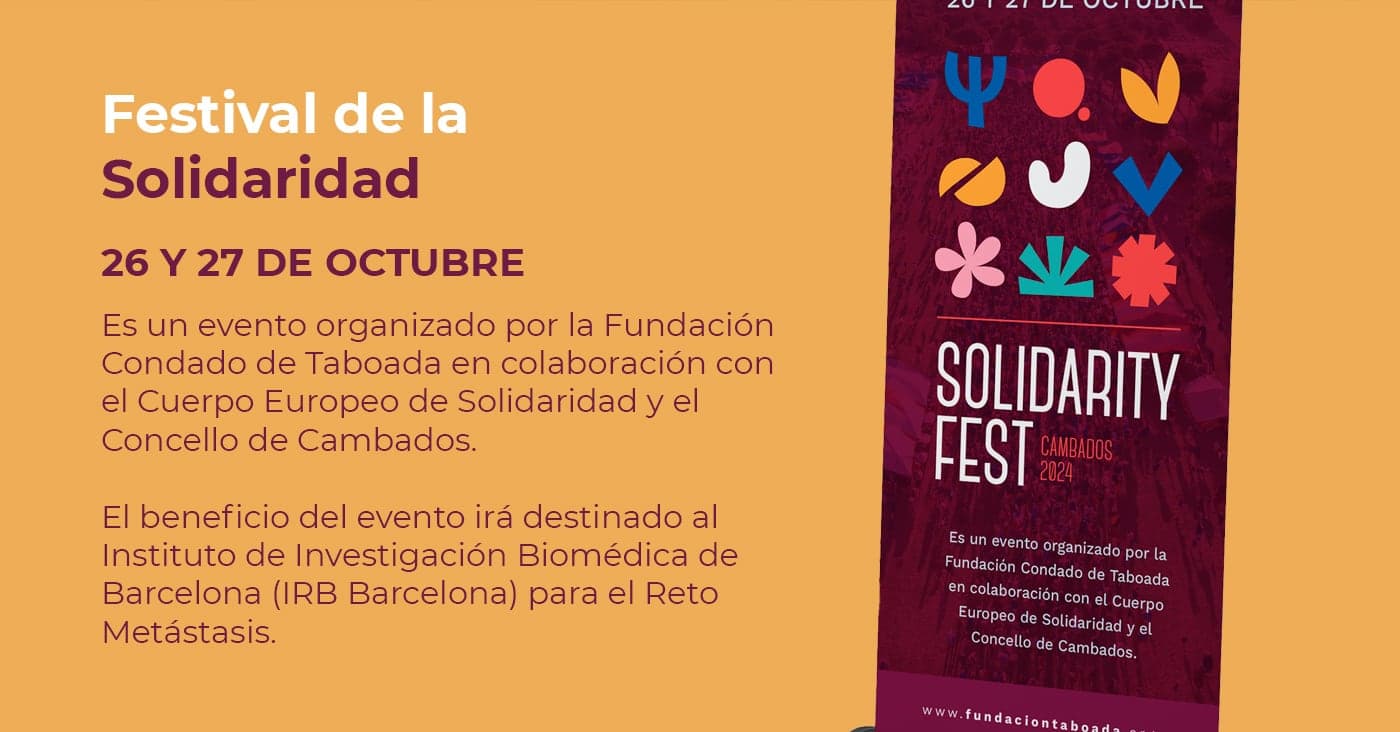 Cartel amarillo del Festival de la Solidaridad con las fechas 26 y 27 de octubre