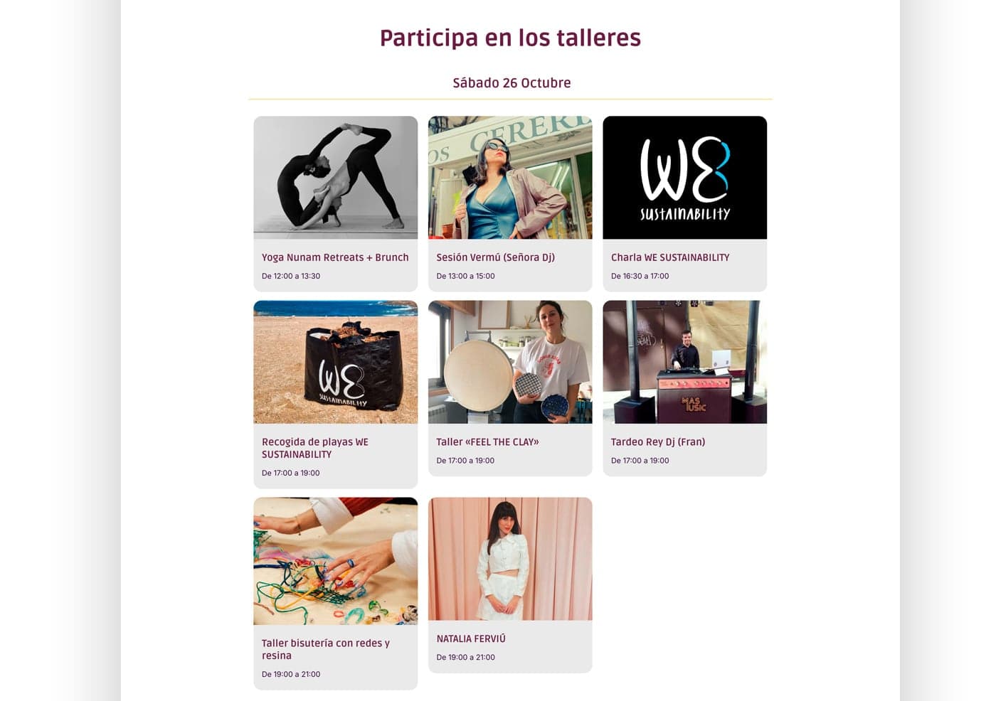 Sección Participa en los talleres del sábado 26 de octubre