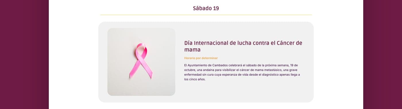Sección sobre el Día Internacional de lucha contra el cáncer de mama
