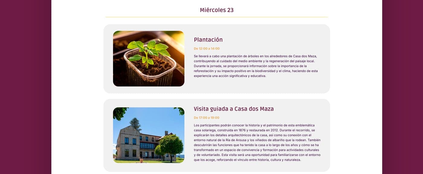 Sección Miércoles 23 con actividades de plantación de árboles y visita guiada