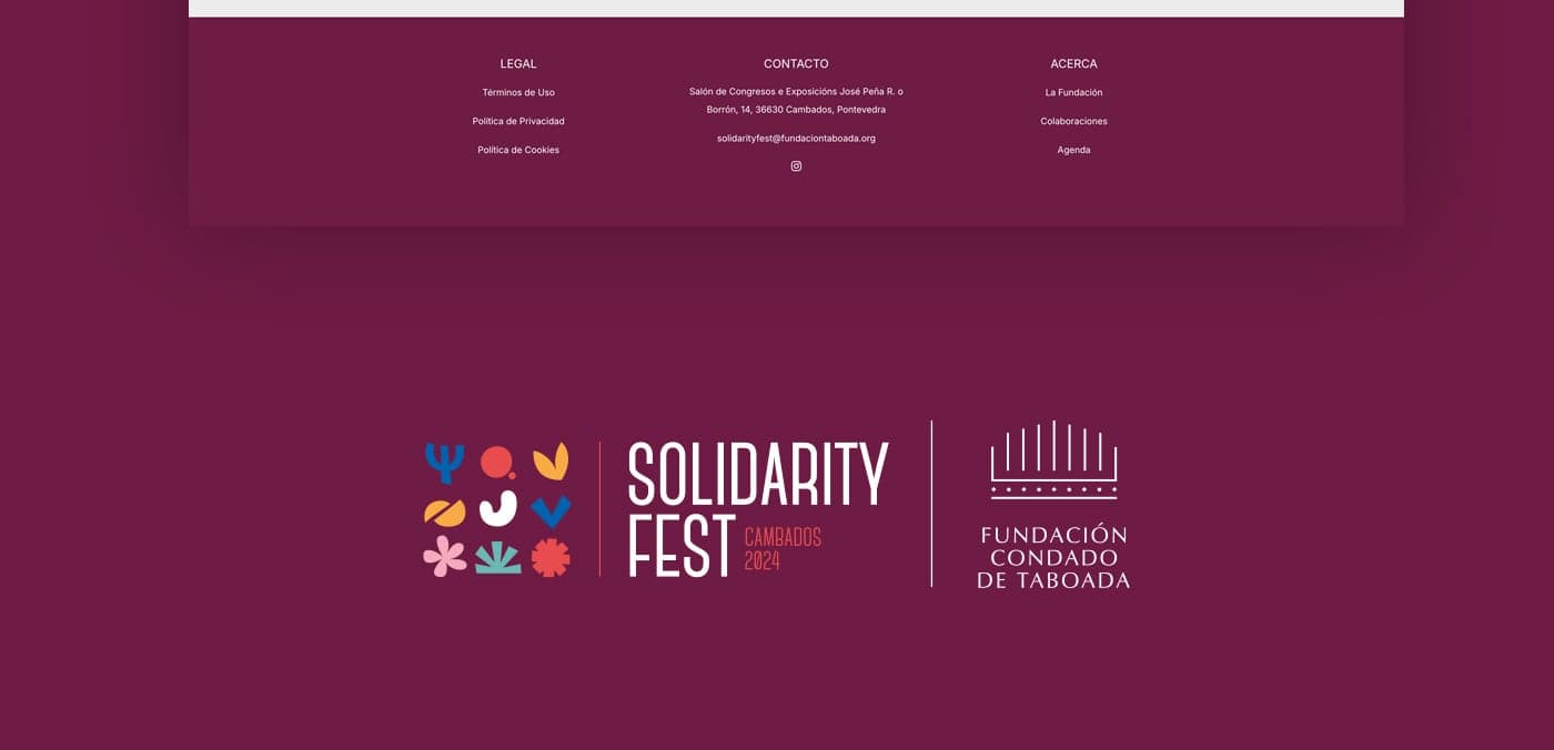 Pie de página de la web con el logotipo del festival y de la Fundación Condado de Taboada
