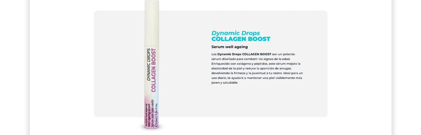 Fitxa de producte web del sèrum Dynamic Drops Collagen Boost
