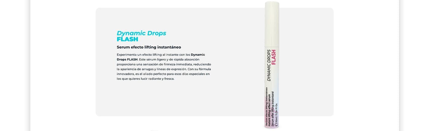Fitxa de producte web del sèrum Dynamic Drops Flash