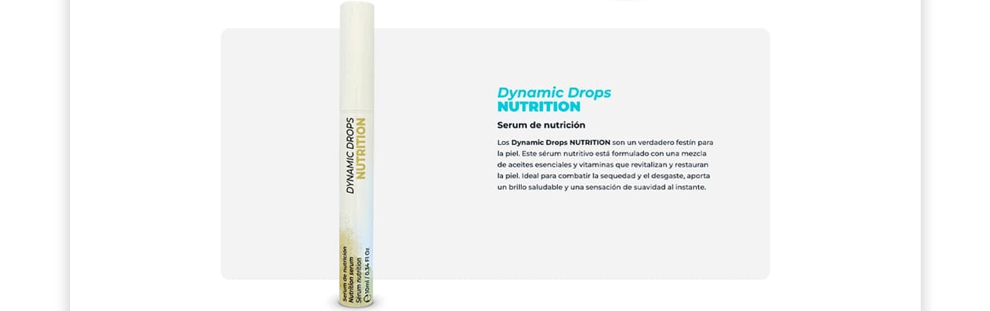 Fitxa de producte web del sèrum Dynamic Drops Nutrition