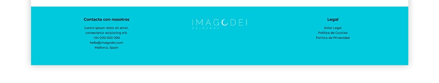 Peu de pàgina turquesa a ample complet amb enllaços legals