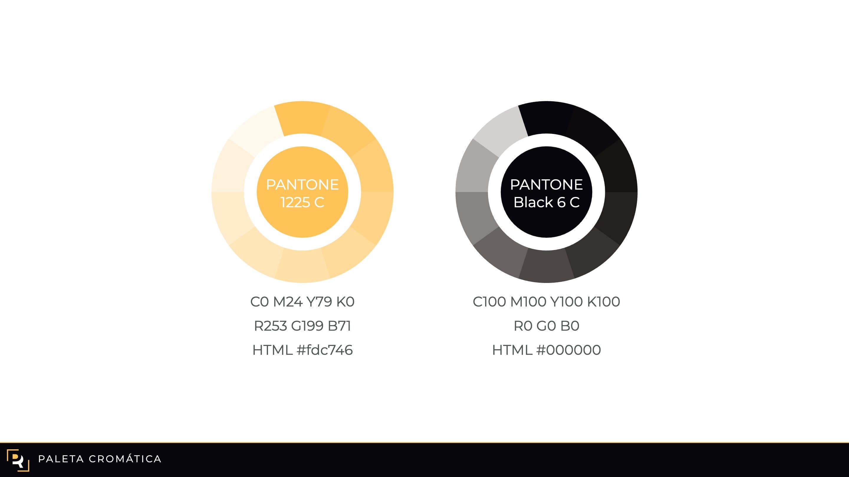 Brand colour palette with Pantone yellow and black tones