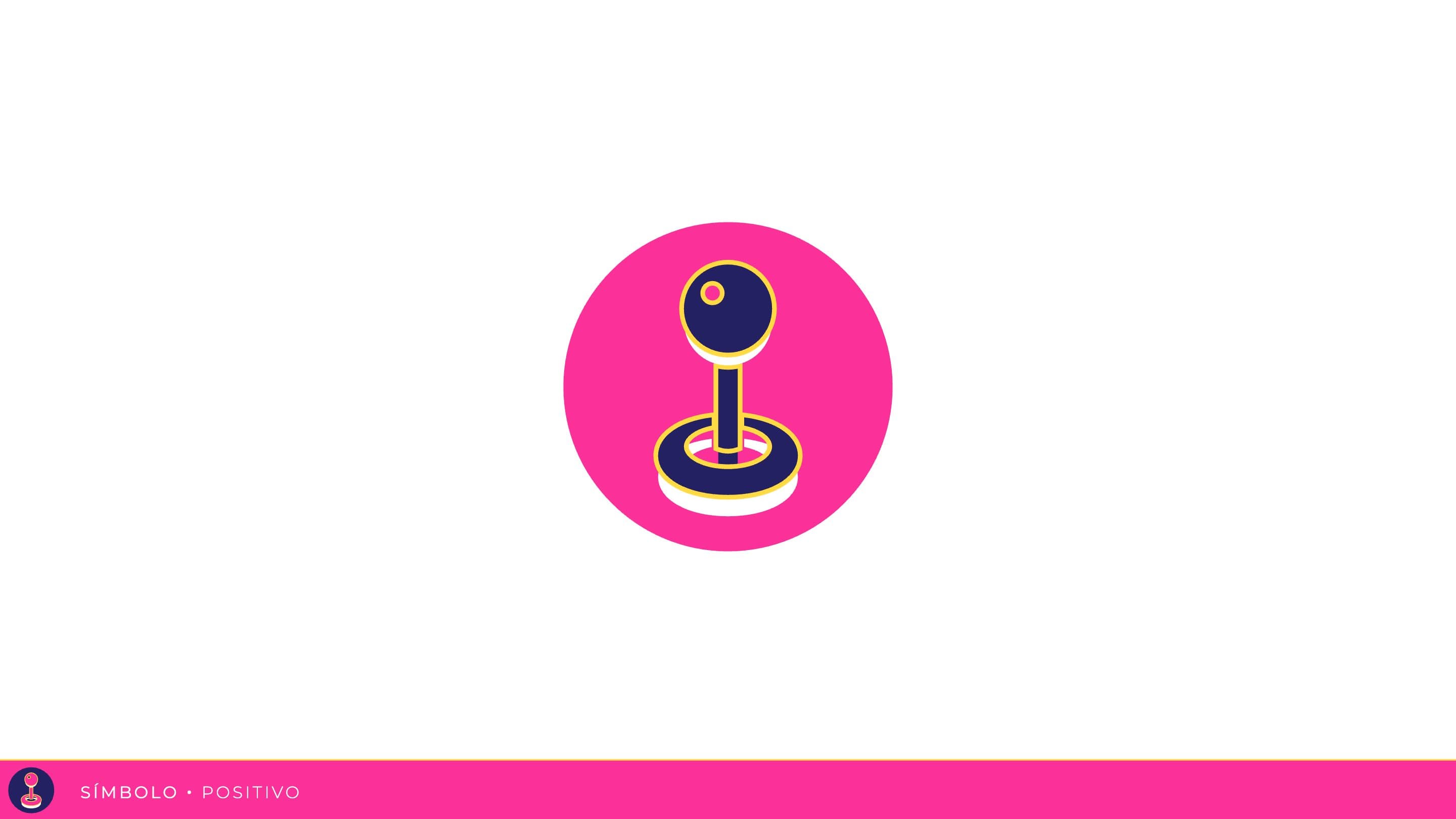 Símbolo del joystick en positivo dentro de un círculo rosa